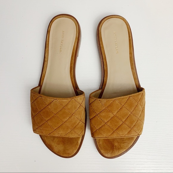 Ann Taylor Shoes - Ann Taylor Toffee Lyra Suede Quilted Slide Sandals